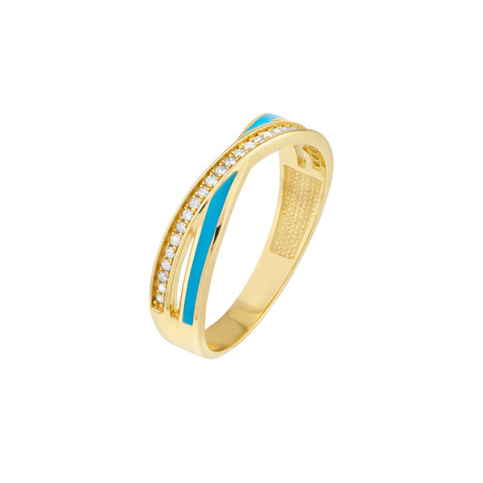 CLEO® Diamond and Neon Blue Enamel X Ring