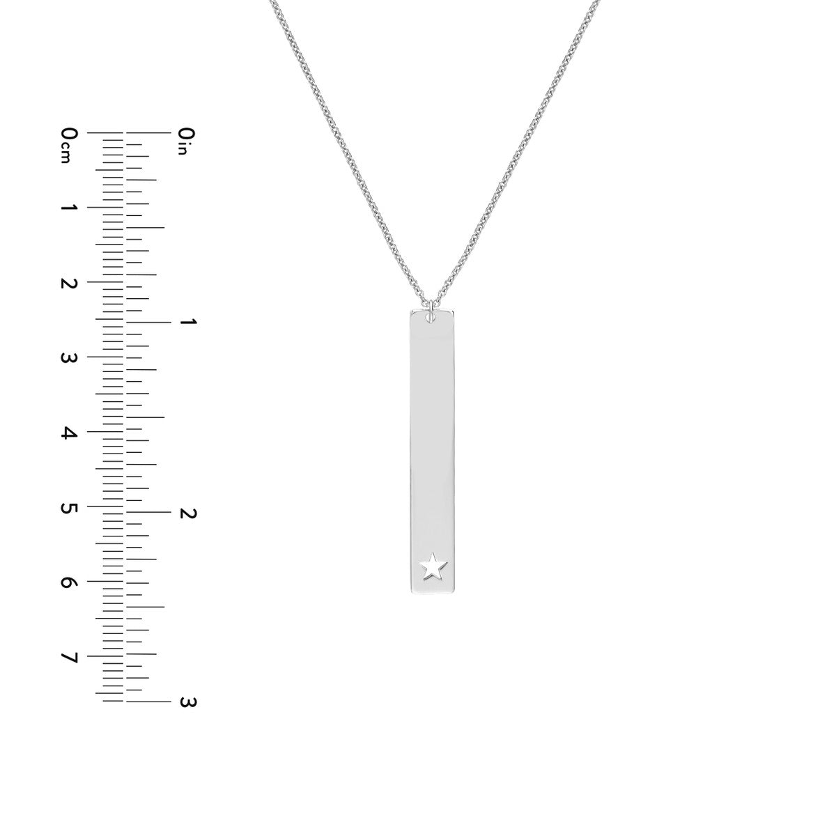 Plated Sterling Silver Vertical Bar Star Necklace