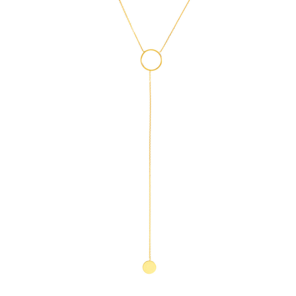 Circle and Engravable Disc Lariat Necklace