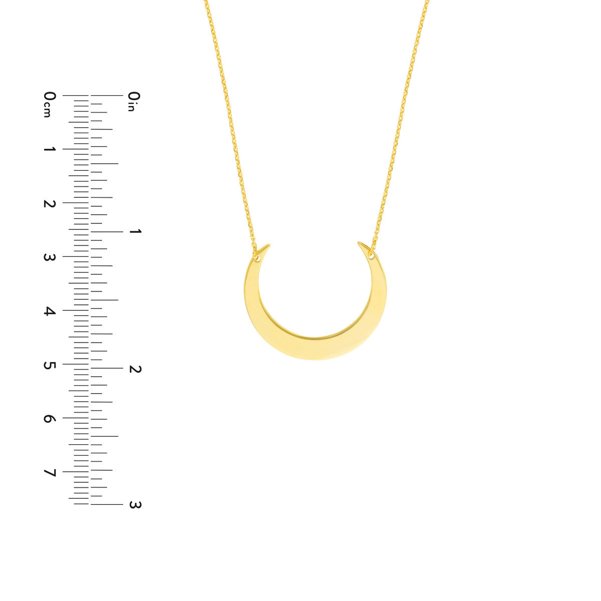 14K Gold Upward Crescent Moon Pendant Necklace