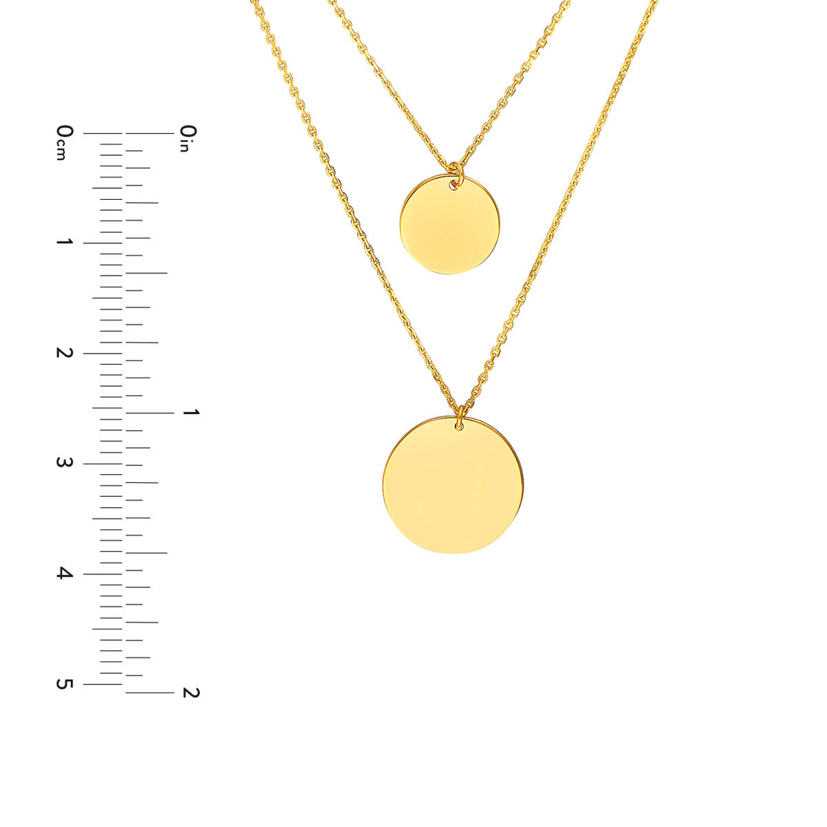 Double Stranded Disc Drop Duo Necklace
