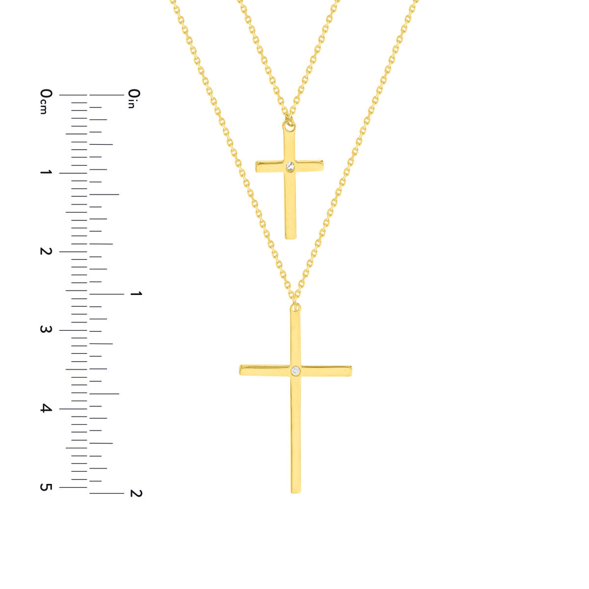 2pt Diamond Cross Duo Adjustable Necklace