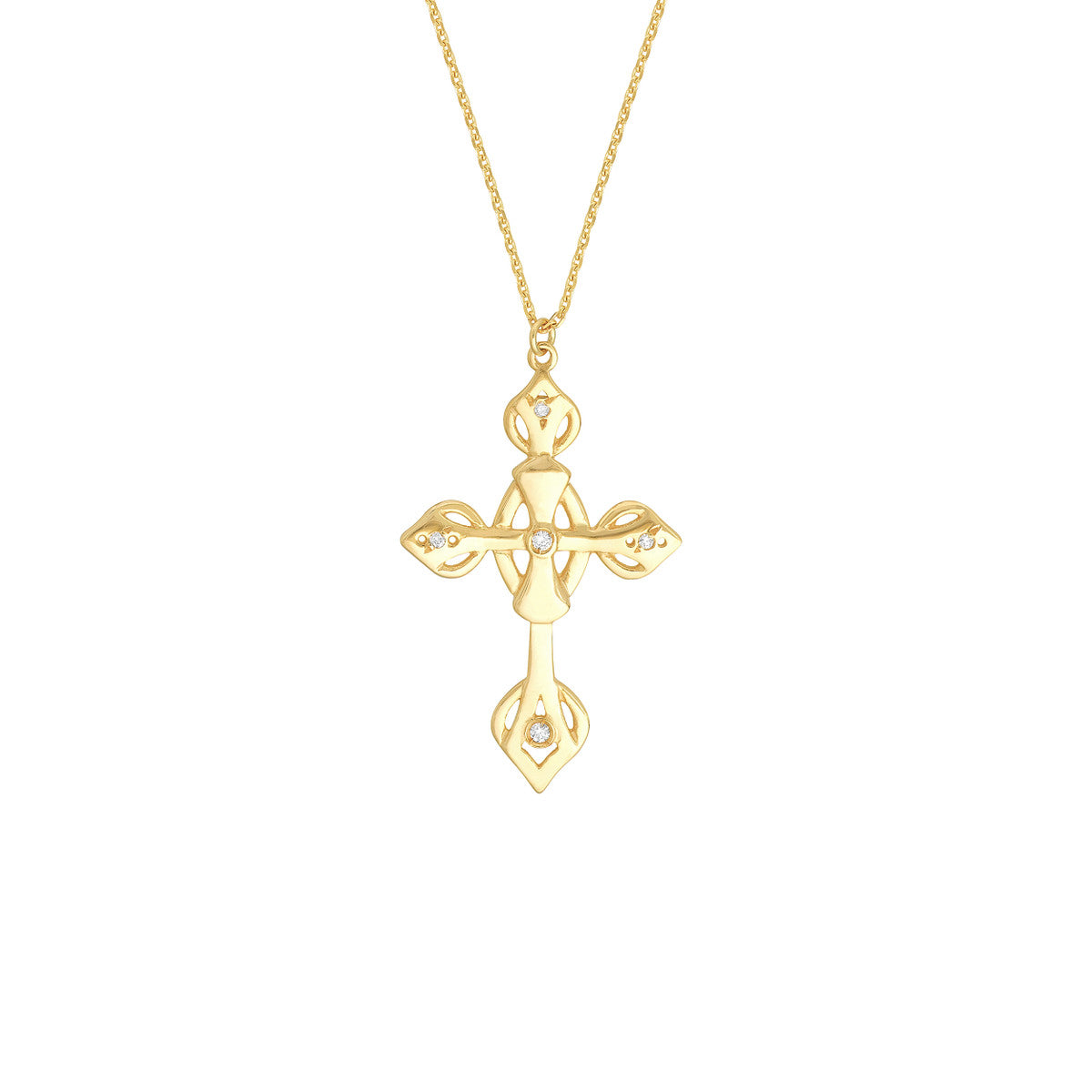 Diamond Point Cross Pendant Necklace