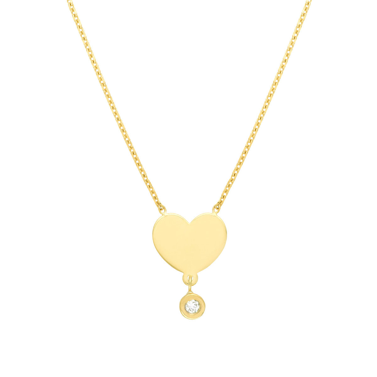 Heart with Diamond Drop Adjustable Necklace