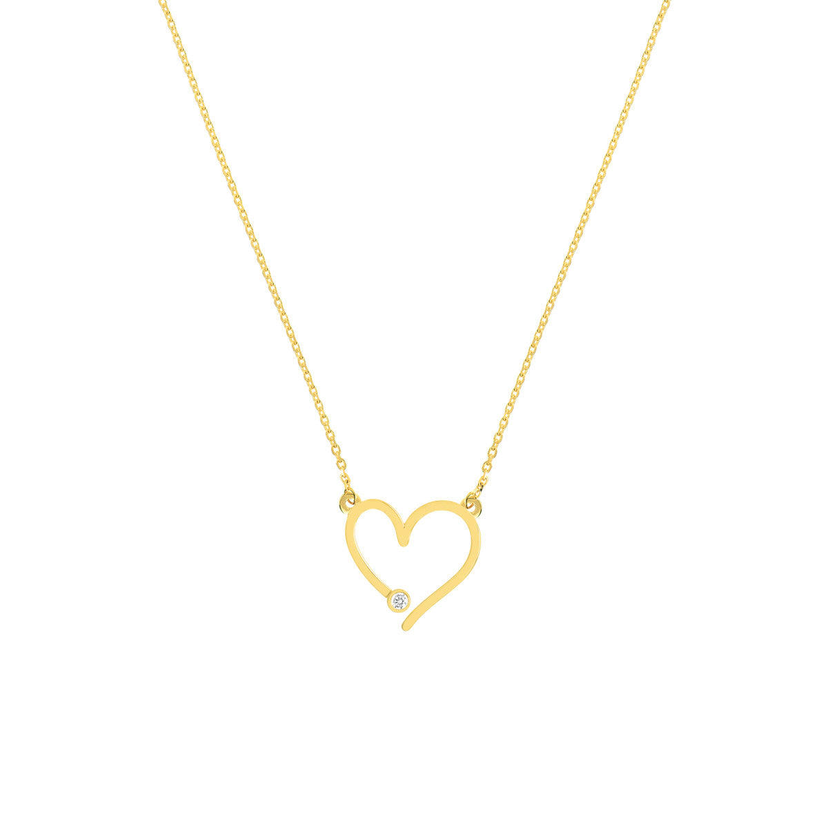 Open Heart with Diamond Adjustable Necklace