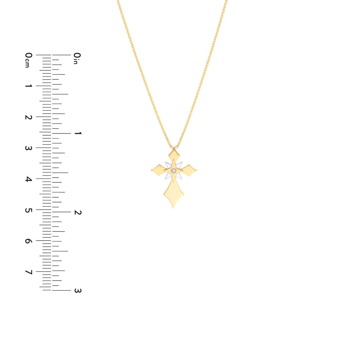 Two-Tone Diamond Kite Cross Pendant Necklace