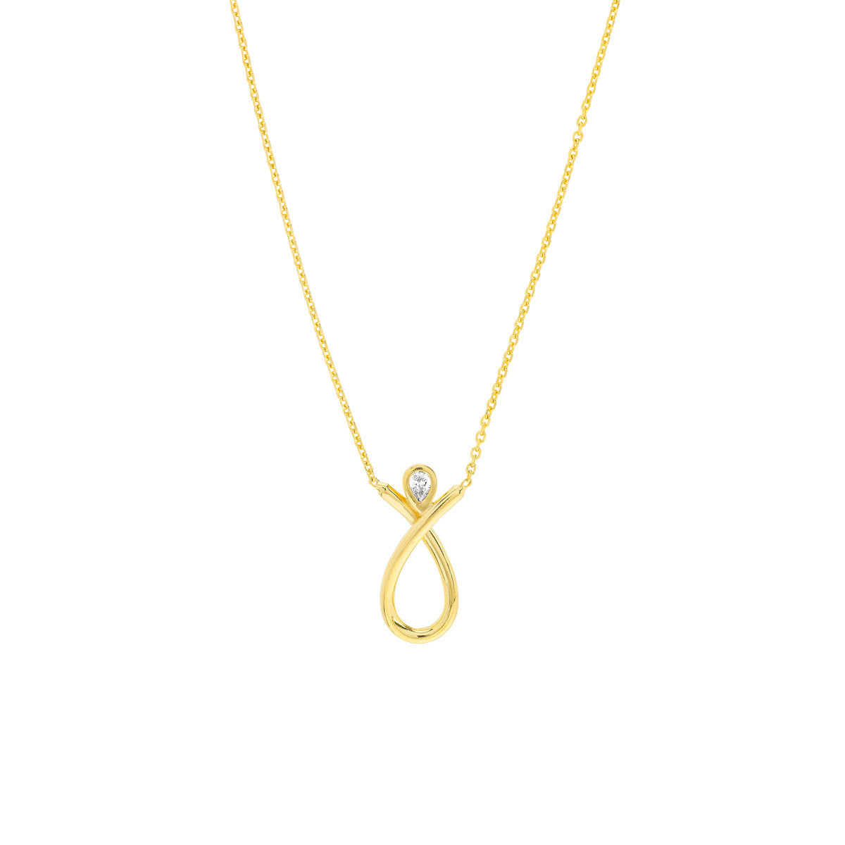 Open Teardrop Necklace with Diamond Accent