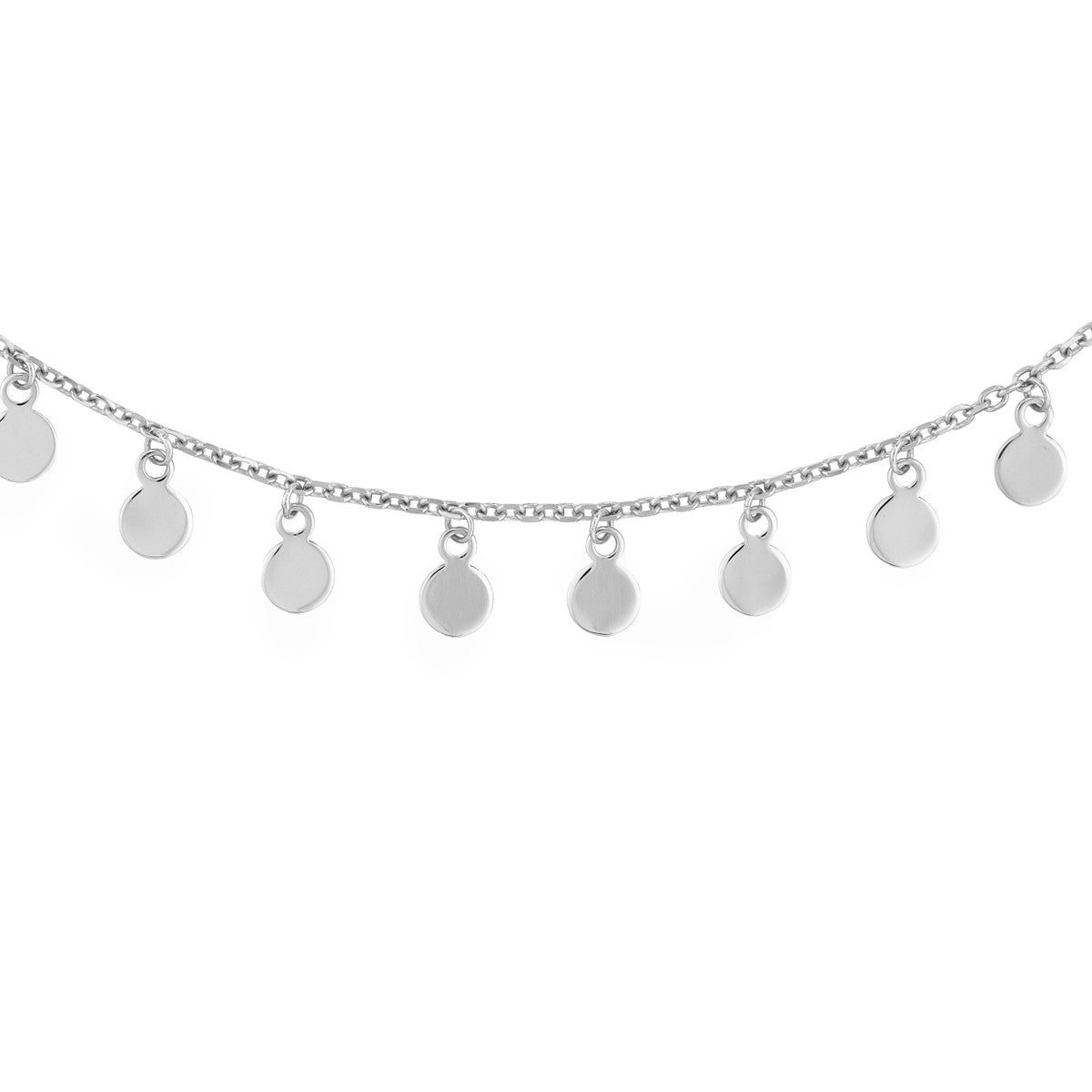 Sterling Silver Small Disc Dangles Adjustable Choker