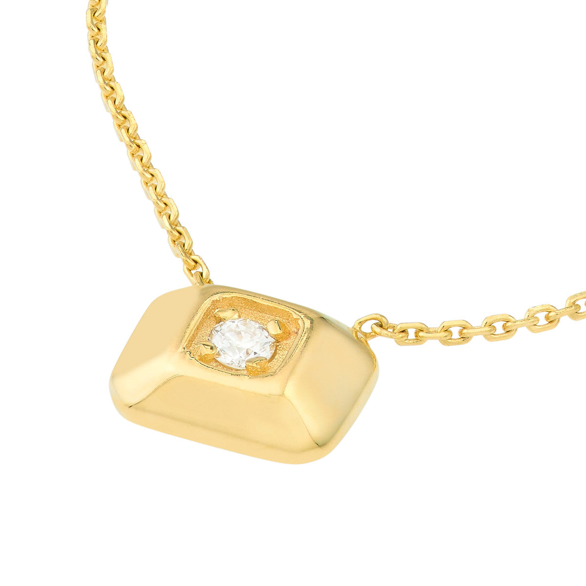 Raised Rectangle with Diamond Necklace