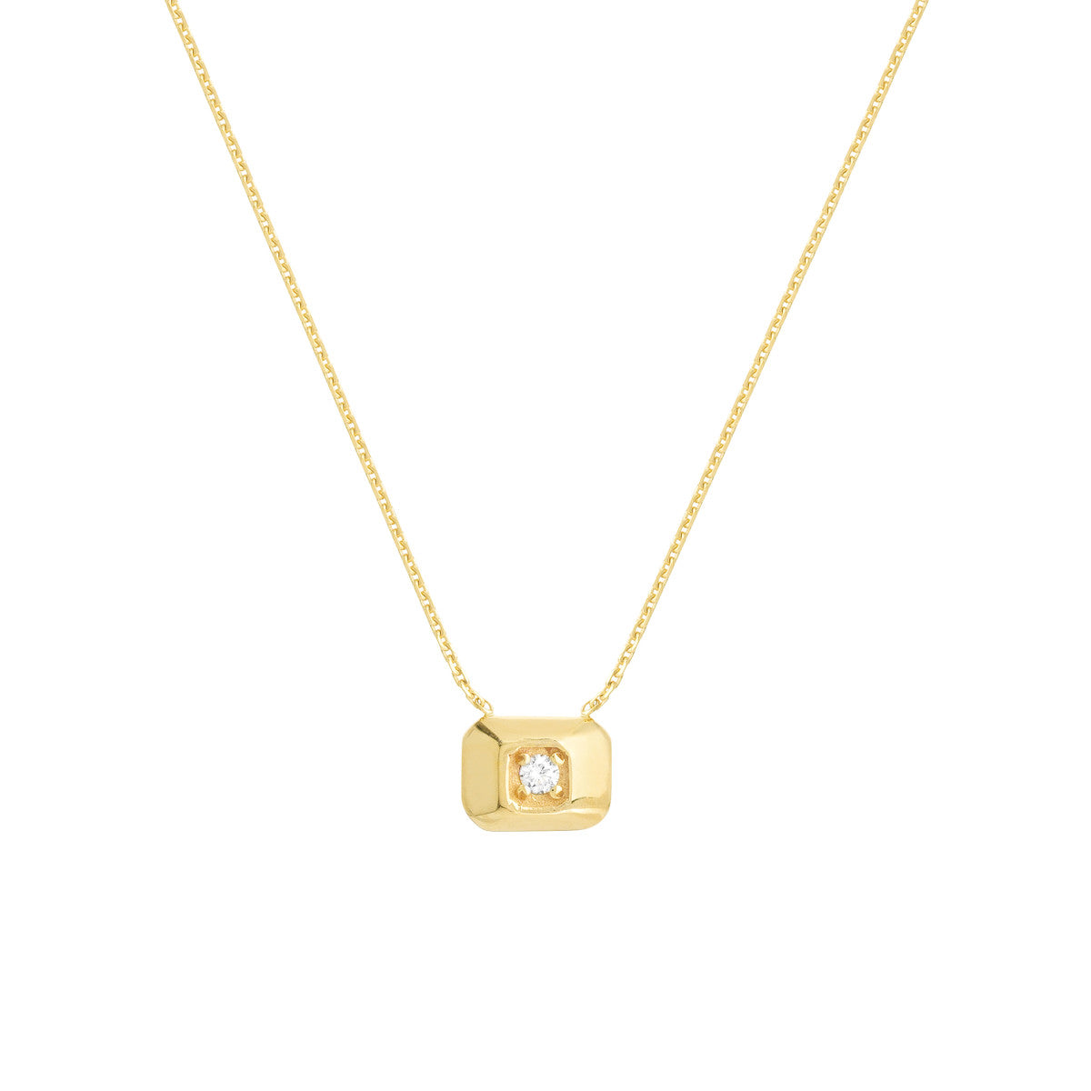 Raised Rectangle with Diamond Necklace