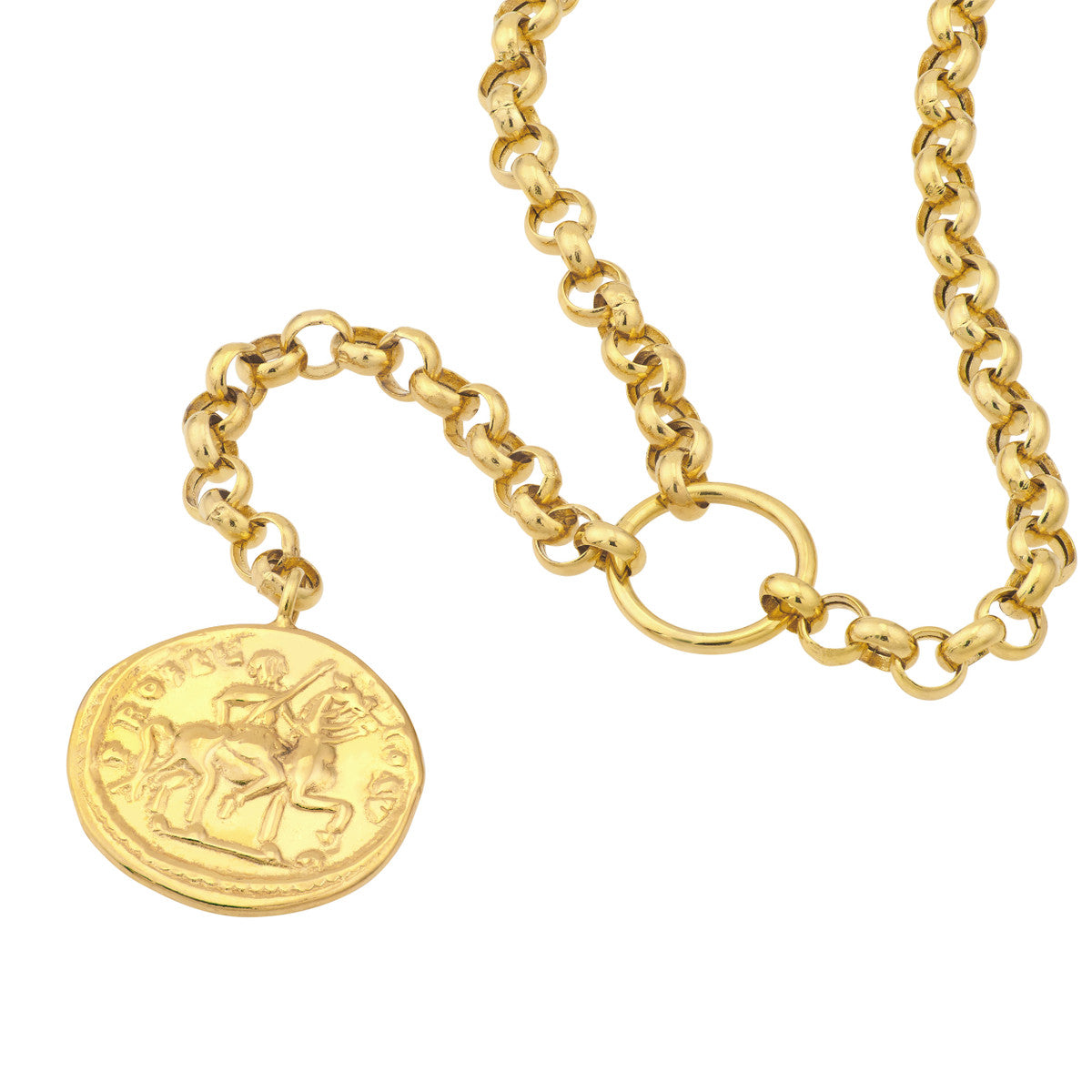 Ancient Coin Y-Necklace on Rolo Chain