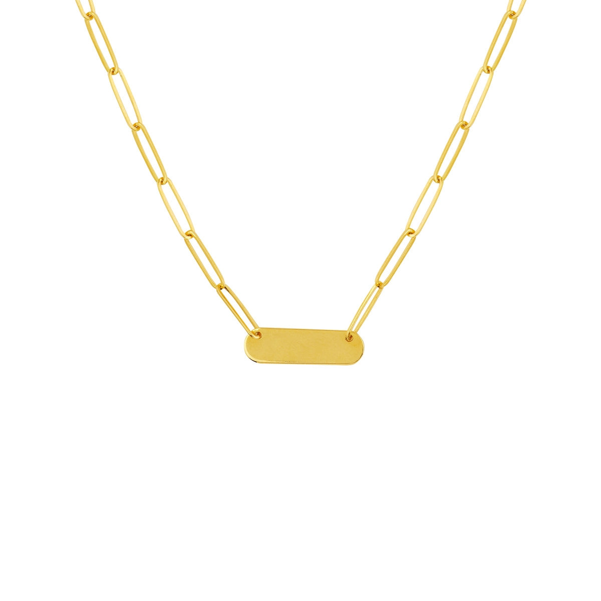 Paper Clip Necklace w/Rounded Engravable Bar