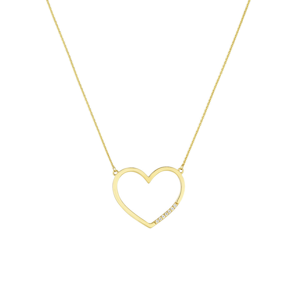 Diamond Row Open Heart Adj Necklace