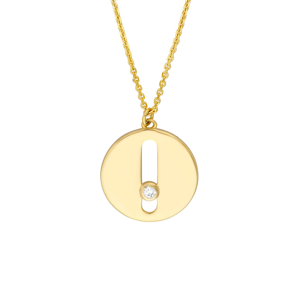 Bezel Diamond Disc Medallion Necklace