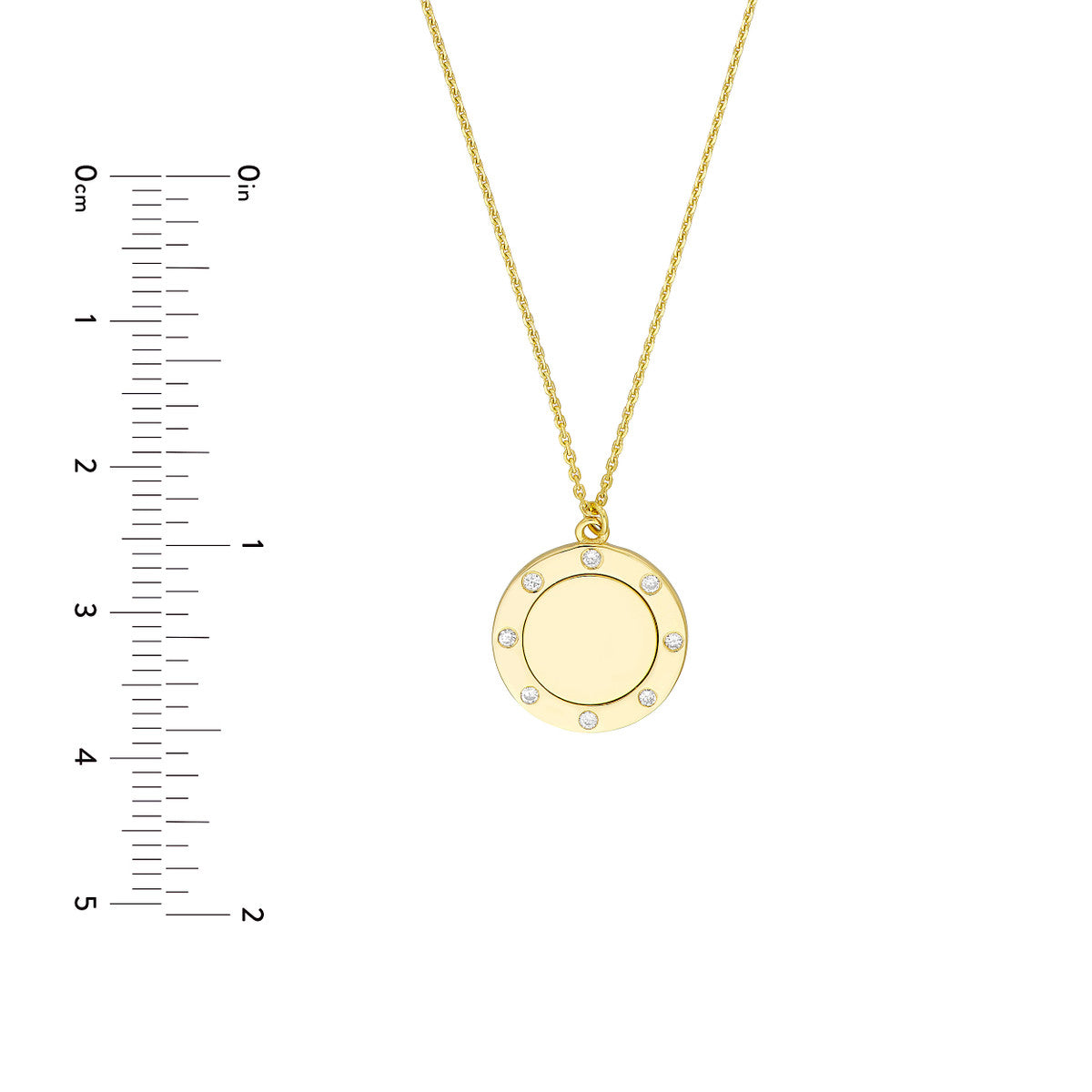 Diamond Trim Disc Medallion Necklace