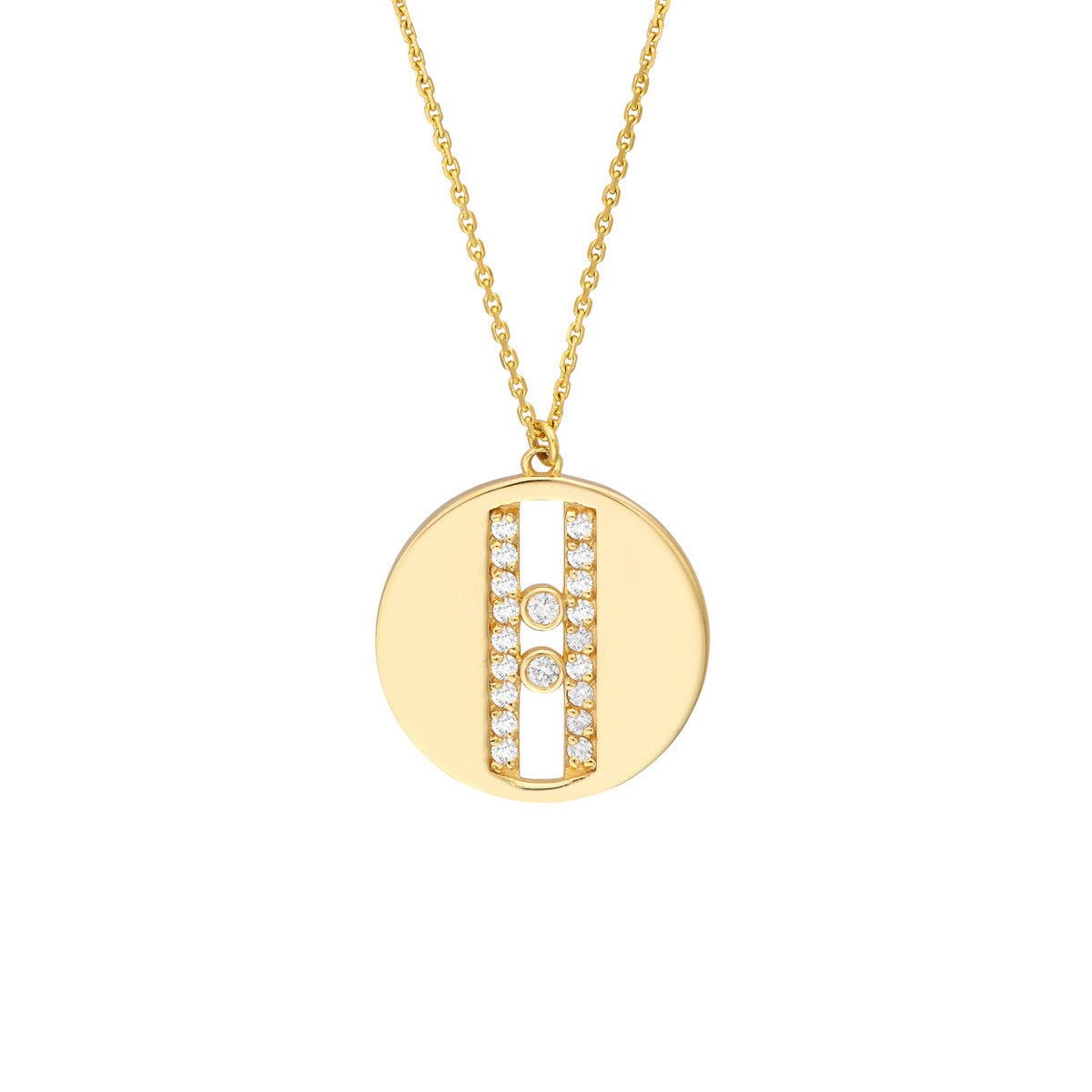 Diamond Paper Clip Medallion Necklace