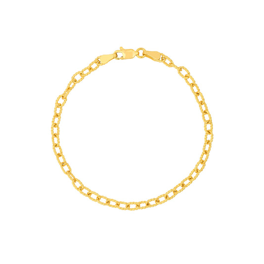14K Gold Twisted Forzentina Chain Bracelet with Lobster Lock