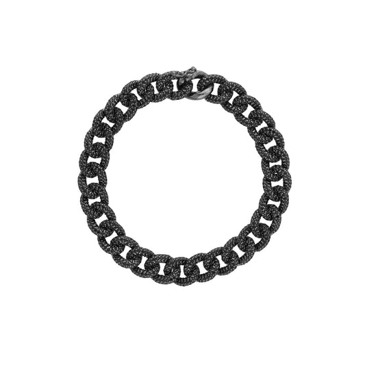 Sterling Silver Black CZ Curb Link Bracelet