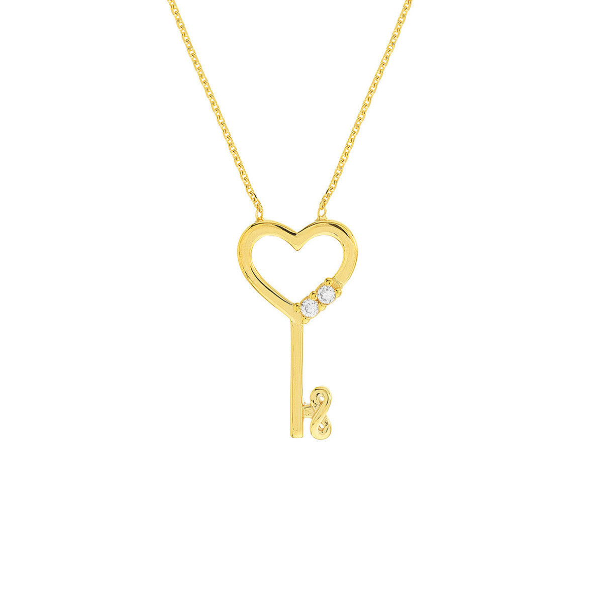 CZ Heart and Infinity Key Necklace