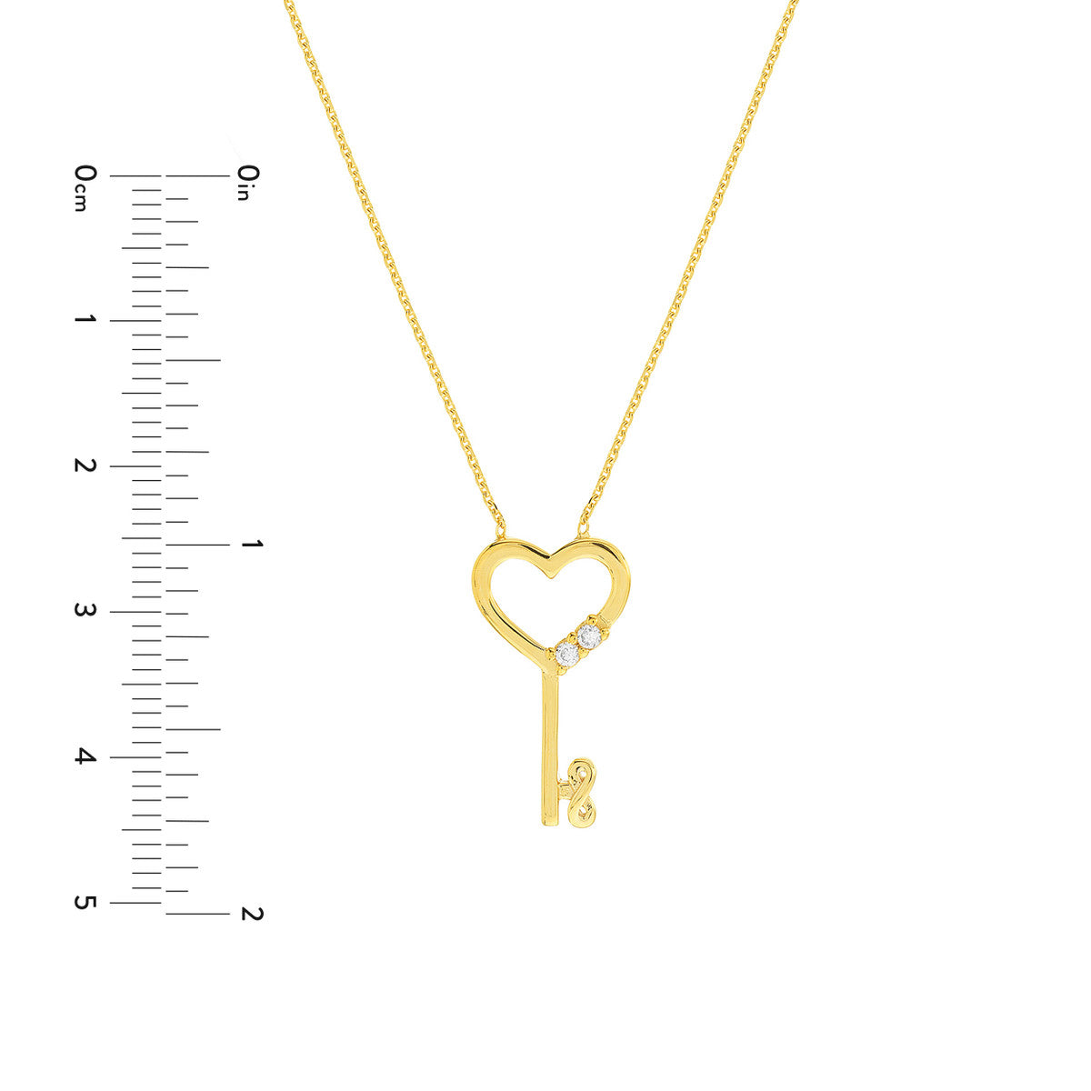 CZ Heart and Infinity Key Necklace