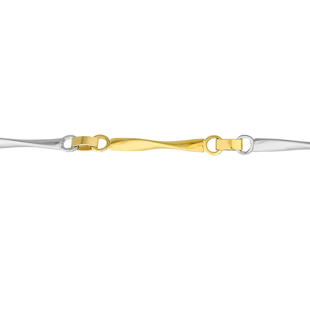 Two-Tone Twisted Bar Link Bracelet